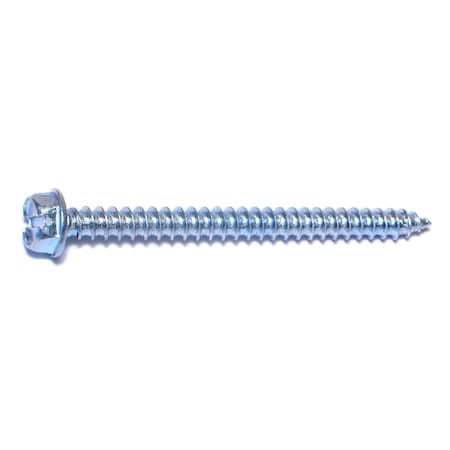 Midwest Fastener Sheet Metal Screw, #14 x 3 in, Zinc Plated Steel Flange Hex Head Slotted Drive, 100 PK 02962